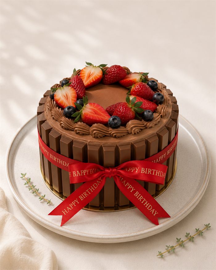 Cake wrapped in KitKat