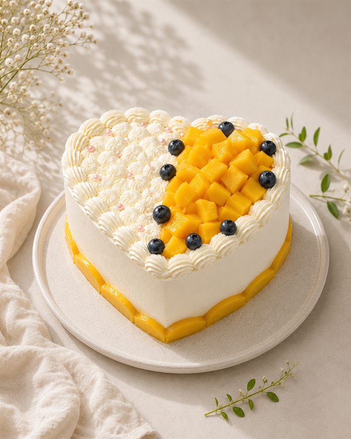 Mango heart cake