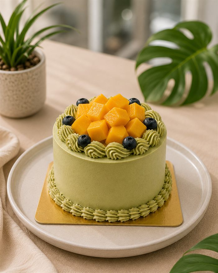 Mango matcha cake