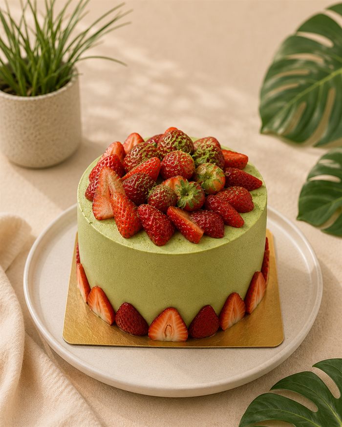 Matcha strawberry cake
