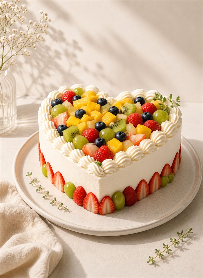 Mix fruit heart cake