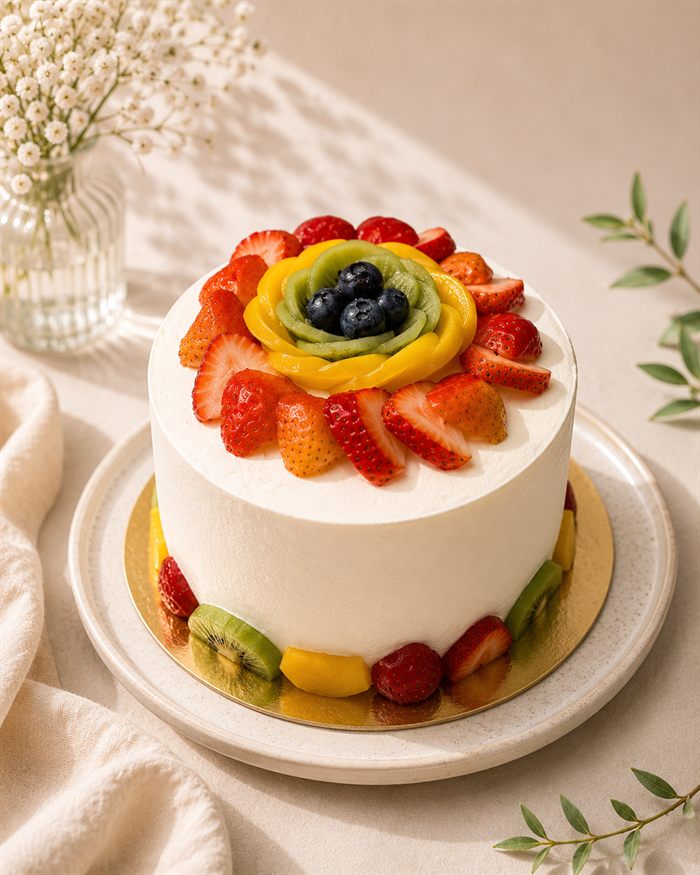 Mixfruit rainbow cake