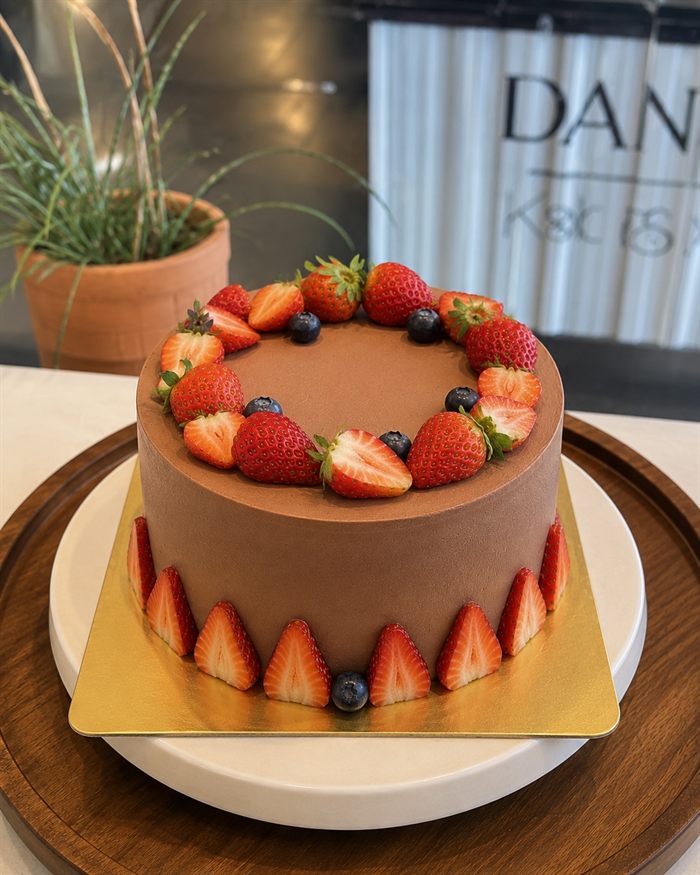 Simple strawberry chocolate cake