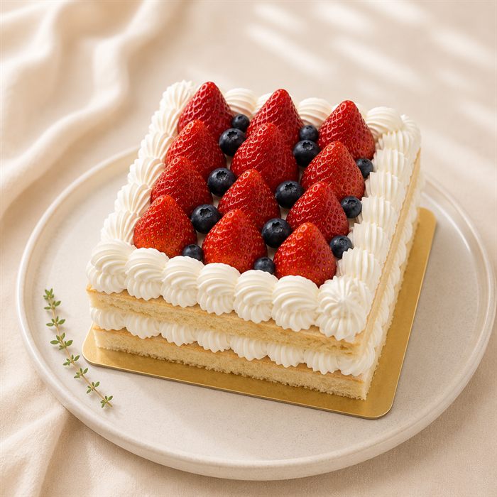 Strawberry blueberry square cake